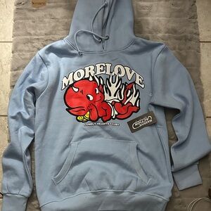 Lonely Hearts Club More Love Graphic Hoodie - Light Blue